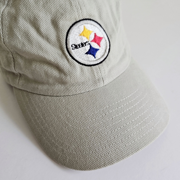 Vintage NFL Steelers Pittsburgh Hat Y2K Khaki Strapback Cotton Cap H12 - Picture 10 of 15